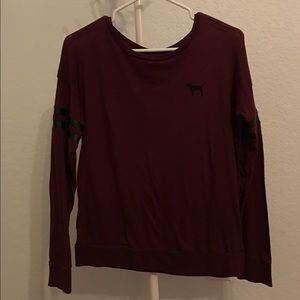 PINK Varsity Maroon Long Sleeve