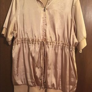 Torrid gold satin long short sleeve tie hoodie top