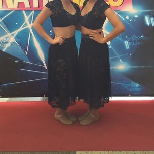 Navy blue two piece dance costume