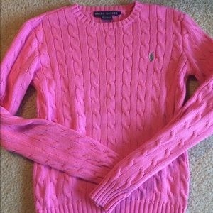 Pink cable Polo sweater