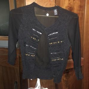 Buckle Black jeweled cardigan