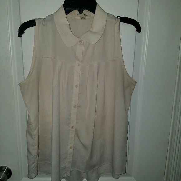 Cream button up chiffon blouse