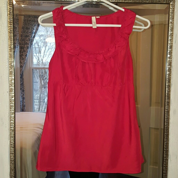 Fossil red ruffle neckline top