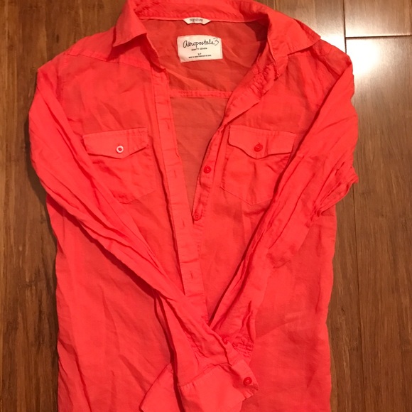 Coral Button Down Shirt 👌🏽