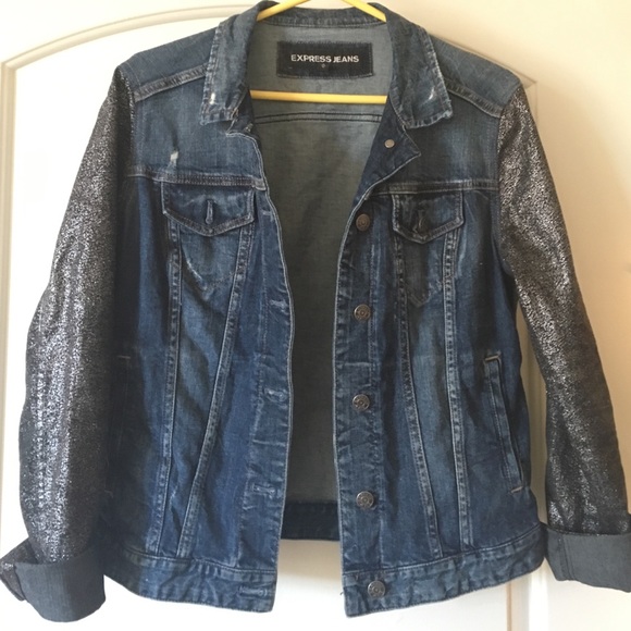 Jean Jacket w Silver Foil Sleeves - Picture 2 of 4