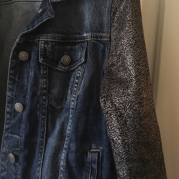Jean Jacket w Silver Foil Sleeves - Picture 3 of 4
