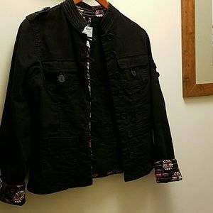 Black loop button satin cuff jacket