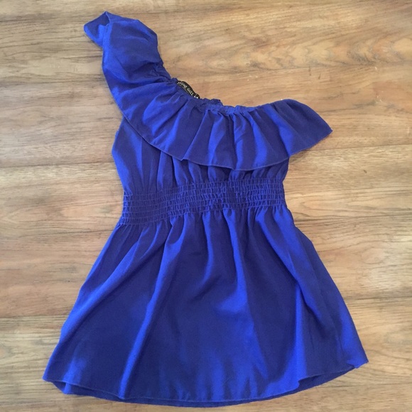 living doll Tops - Royal blue one shoulder Blouse