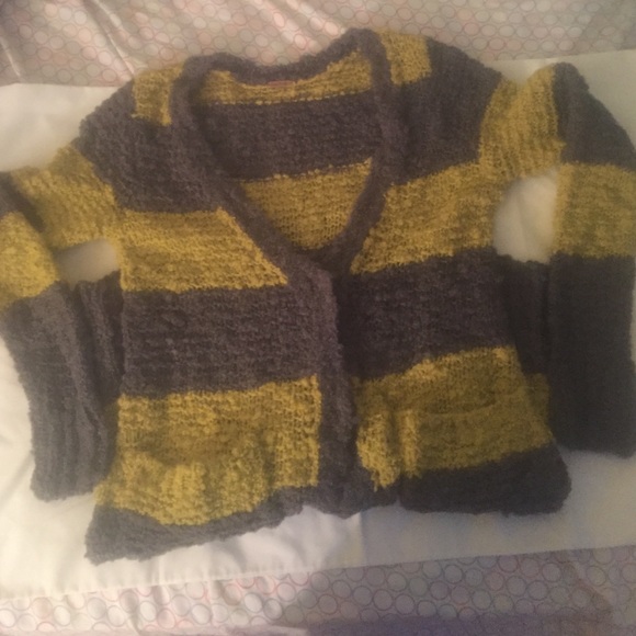 Free People yellow and gray cardigan