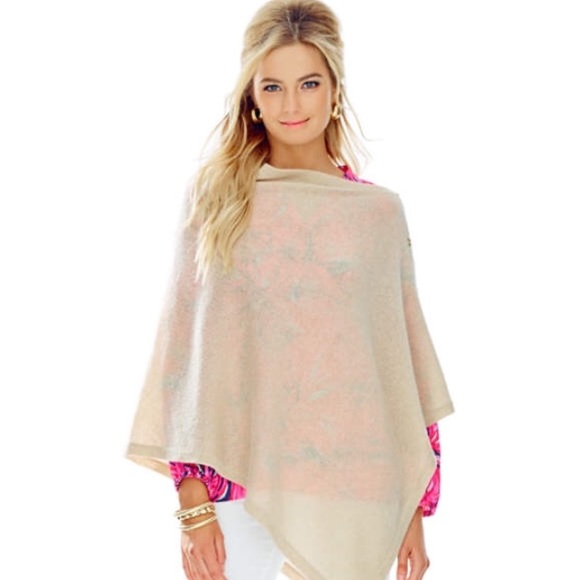 NWT Lilly Pulitzer Metallic Cashmere Harp Wrap