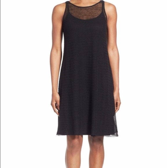 Eileen Fisher sheer overlay dress