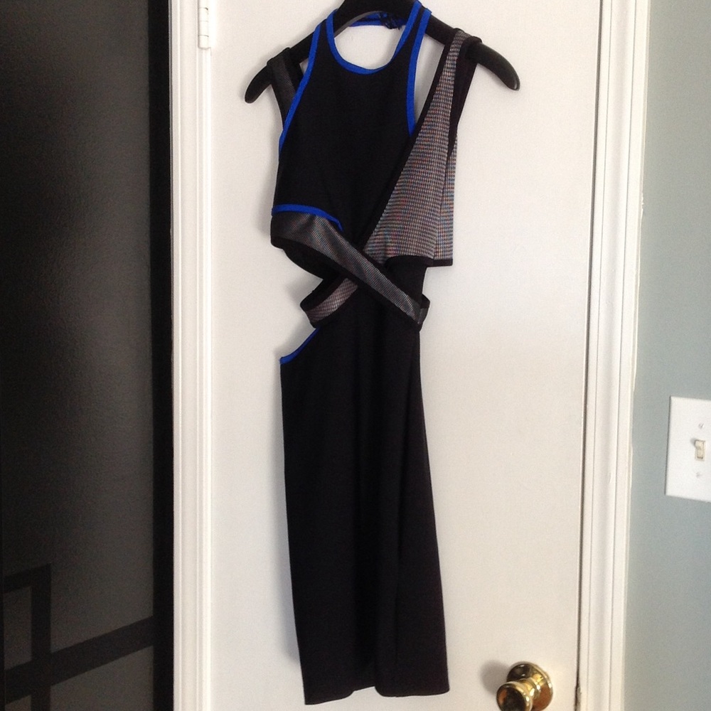 Blue black gray strappy bodycon dress Wang H&M - Picture 3 of 4