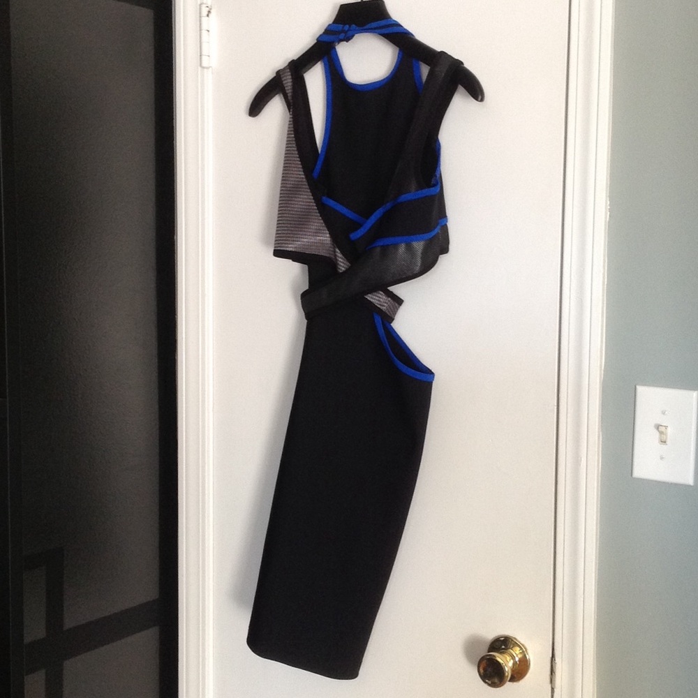 Blue black gray strappy bodycon dress Wang H&M - Picture 4 of 4