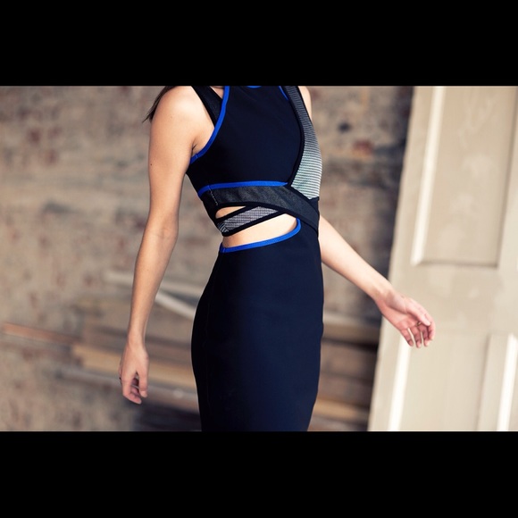 Blue black gray strappy bodycon dress Wang H&M - Picture 2 of 4