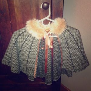 Anthropologie fur-lined capelet