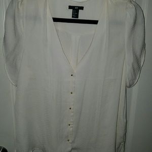 Cream colored button up blouse with gold buttons