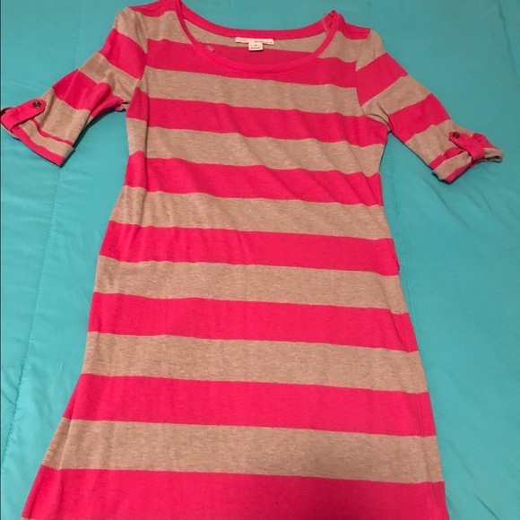 Striped 3/4 sleeve t-shirt dress