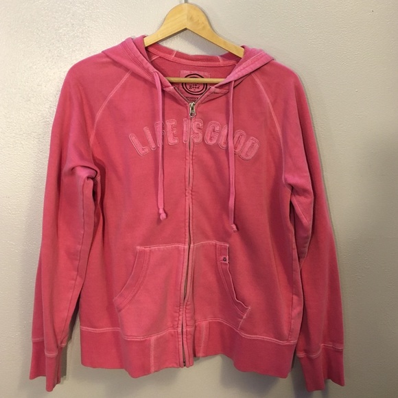Life is Good Pink Zip-Up Hoodie
