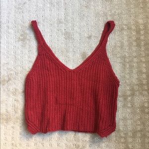 Red Knit Crop Tank