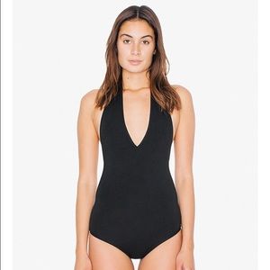 American Apparel Black Halter Bodysuit Leotard