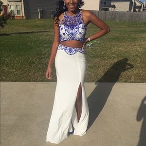 prom dress, shoes and earrings.