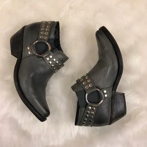 Gray Harness Leather Booties