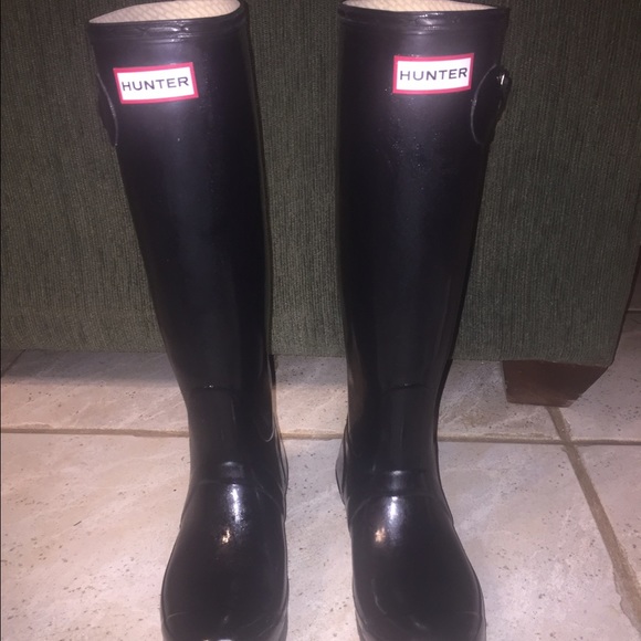 Tall black classic Hunter rain boots