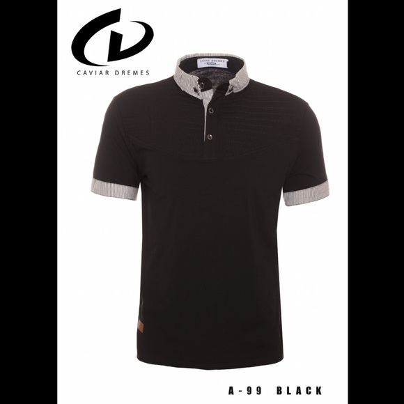 New Mens Caviar Dremes Black Polo Shirt Slim Fit