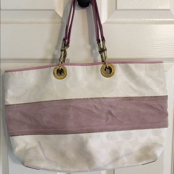 Coach lavender canvas and leather bag