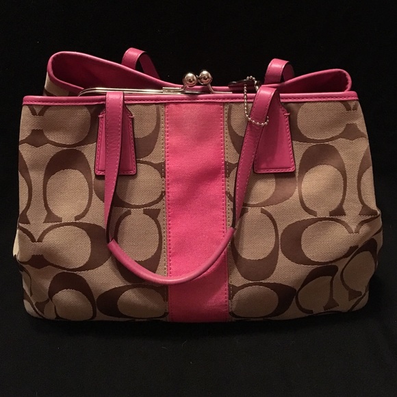 Coach F13533 Pink/Brown Handbag