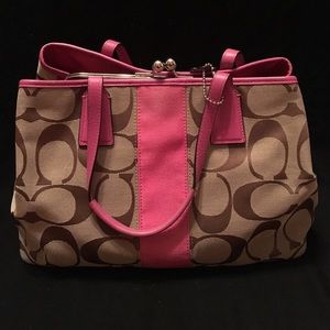 Coach F13533 Pink/Brown Handbag