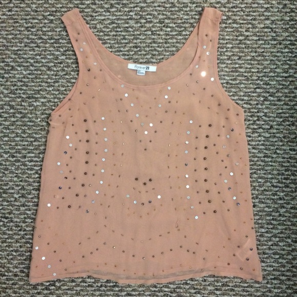 Blush sequin tank top