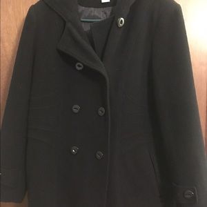 St. John's Bay black hooded cashmere wool peacoat