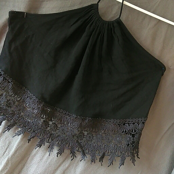*SALE* *# final price*   Cut black halter crop top