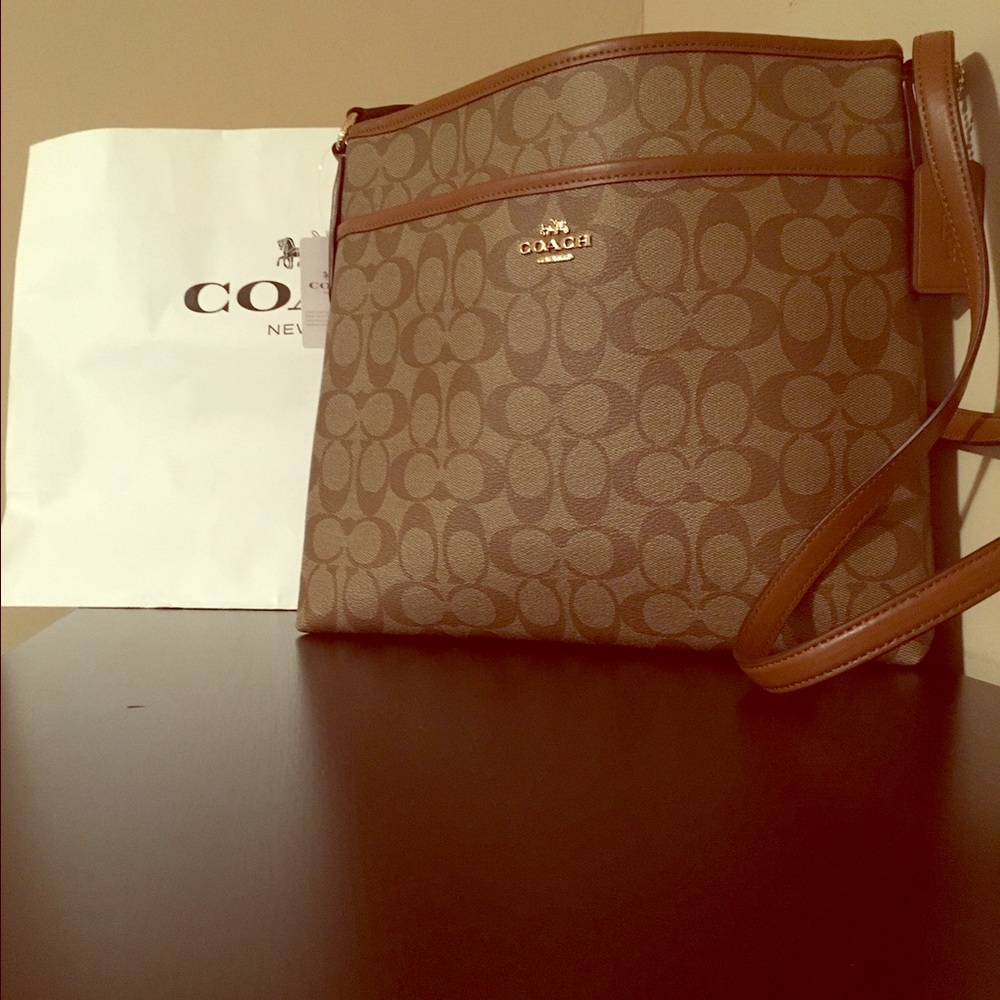 Authentic Coach Signature File Crossbody Bag