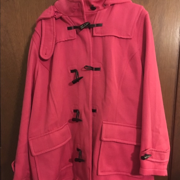 Jones New York pink herringbone toggle coat 1x