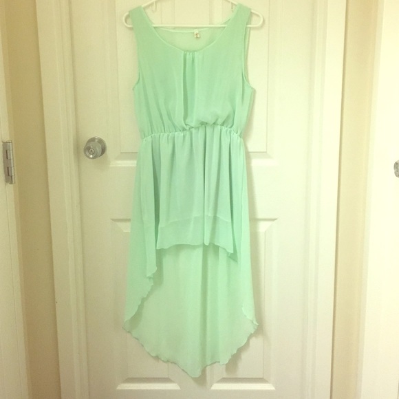 Teal high-low dress