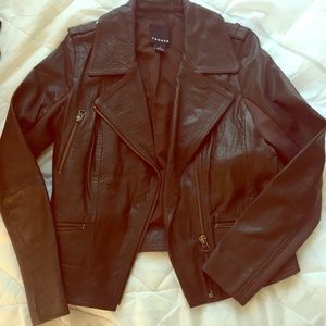 Trouve brown croc leather jacket