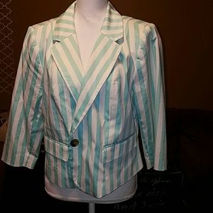 Forever 21 Mint Green/White Striped Jacket Size 2X