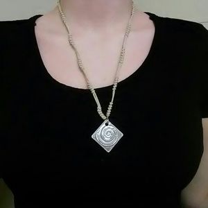 Handmade hemp braided necklace with pendant