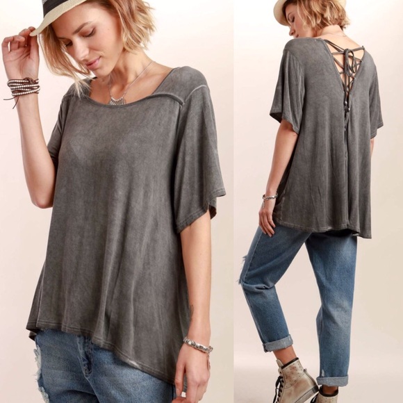 Back Lace Up Tunic Tee - Picture 2 of 8