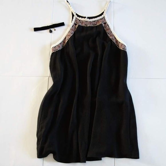 Black Boho Tank Dress w/ Velvet Choker