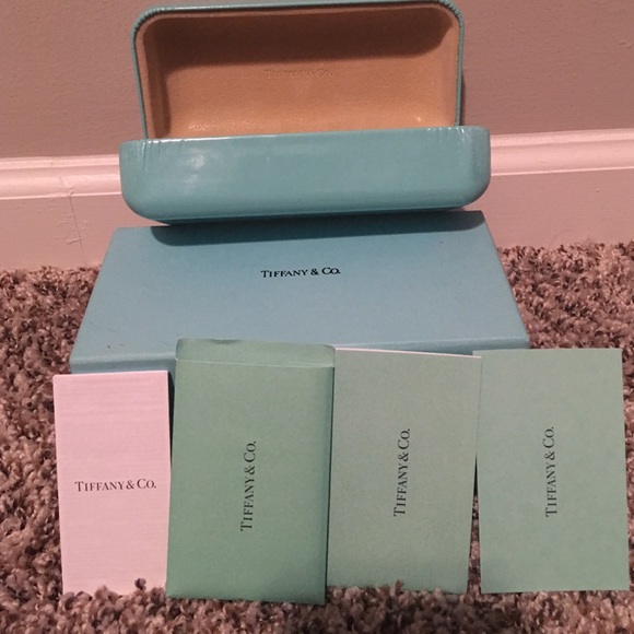 Tiffany & Co. sunglasses case, box and papers.