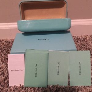 Tiffany & Co. sunglasses case, box and papers.
