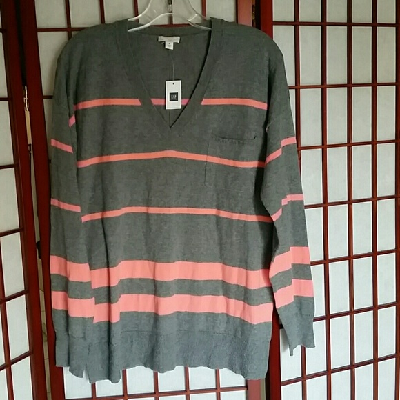 Gap striped V neck sweater