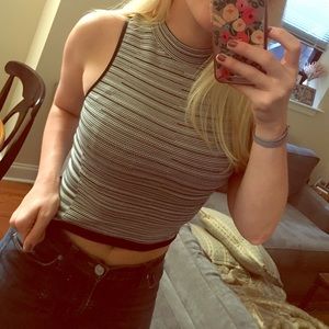 NWT Bebe Striped High Neck Top