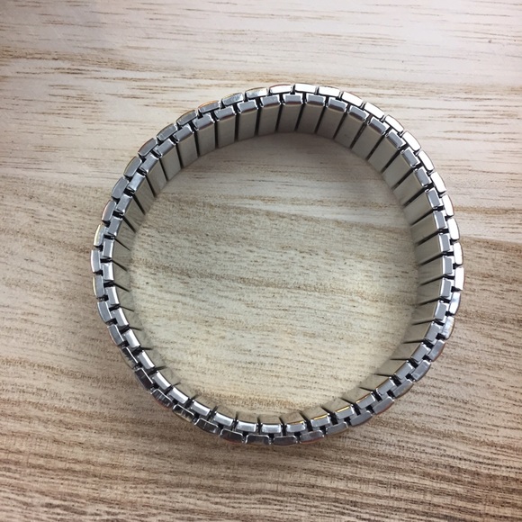 Tricolored rose gold silver metal stretch bracelet - Picture 2 of 4