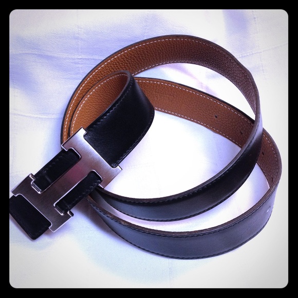 Hermes Belt, Reversible Black/Tan Silver
