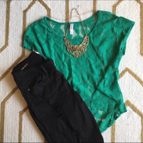 Green Lace Top