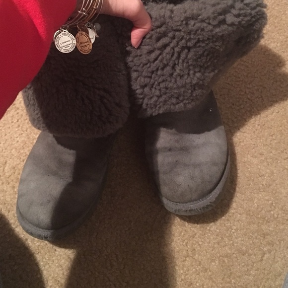 Gray uggs with buttons